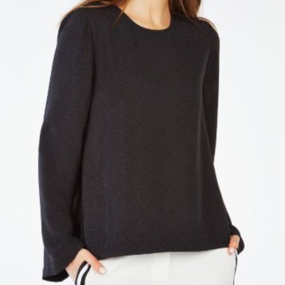 BCBG MaxAzria "Tracey" Angel-Sleeve Pebbled Blouse - Picture 3 of 8